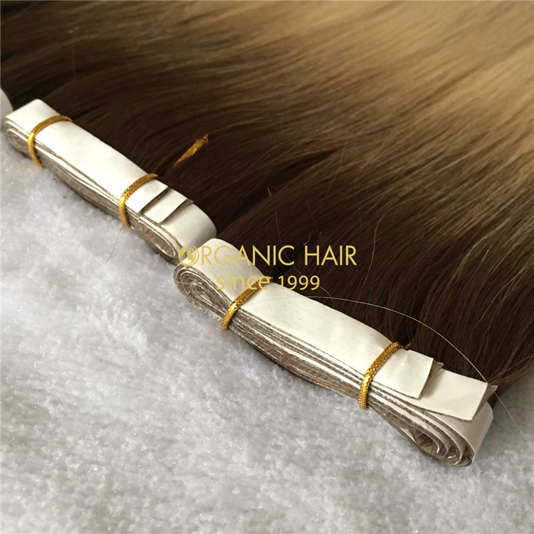 Human rooted color pu skin weft  X197